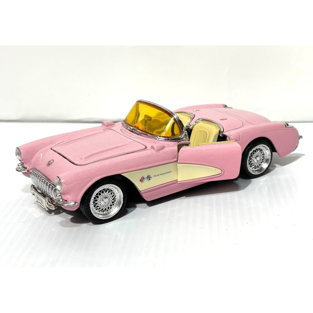 1957 Chevrolet Corvette Diecast Model Car Pink Fuel Injection SS7708 1:24